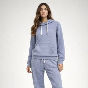 Marine Layer Corbet Quilted Hoodie Sweatshirt In Blue Size M